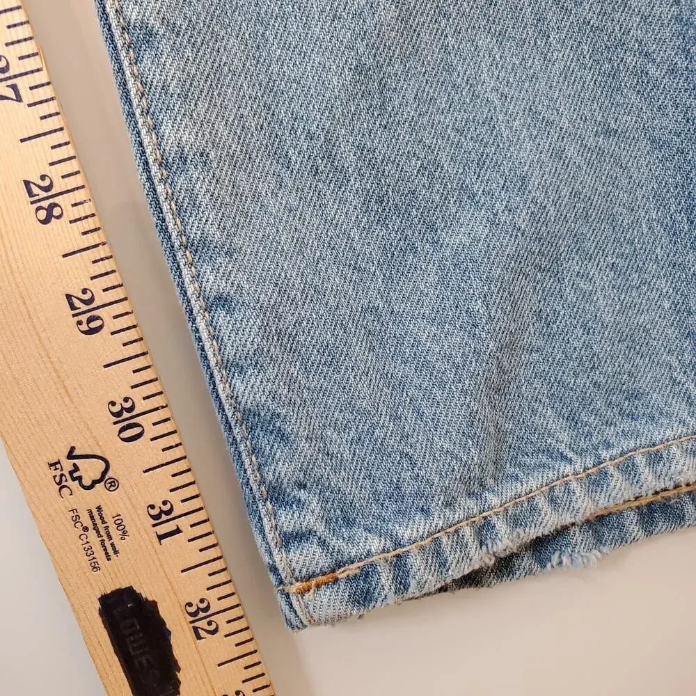 True Religion Brand Mens Jeans Ricky Relaxed Straight Leg SZ 34 Blue Distressed